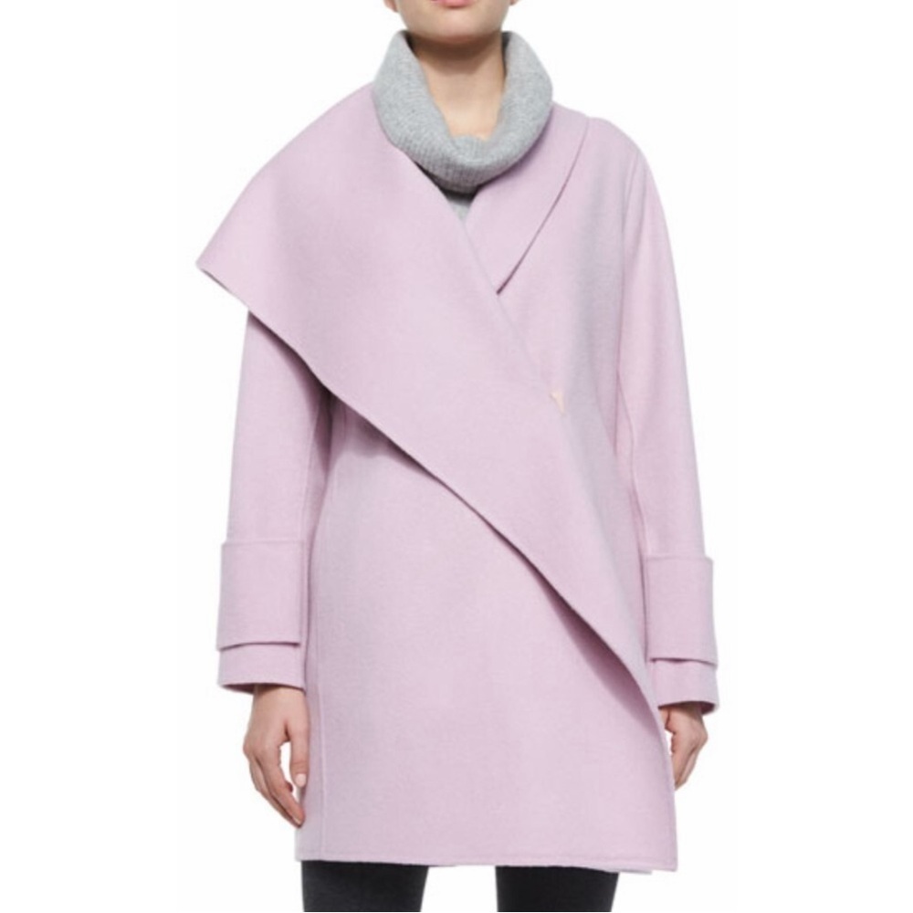 Vince ‘Drape Front Wool Coat’ in “Orchid” Lilac Purple / Light Pink Size Medium - Picture 2 of 16